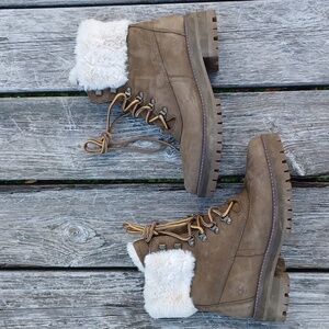 Timberland Courmayeur Valley 6'' Waterproof Faux Fur. Olive. Woman's 10.